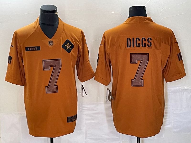 Men Dallas Cowboys 7 Diggs brown Nike 2023 Salute To Service Limited NFL Jersey